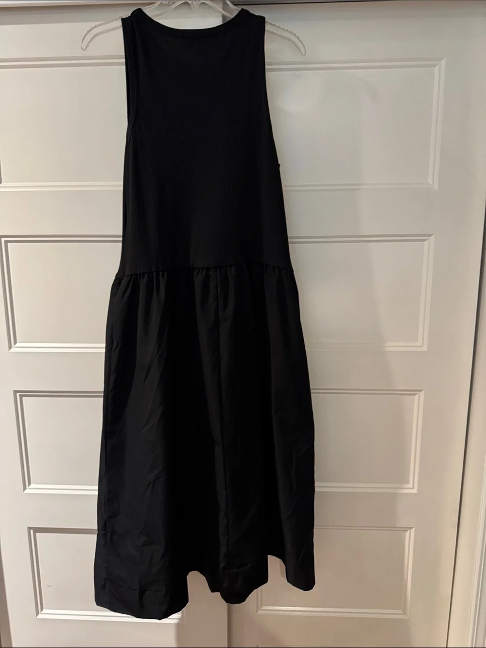 Emma & Michele Black Ribbed Tank Dress with Full Drop Waist Skirt